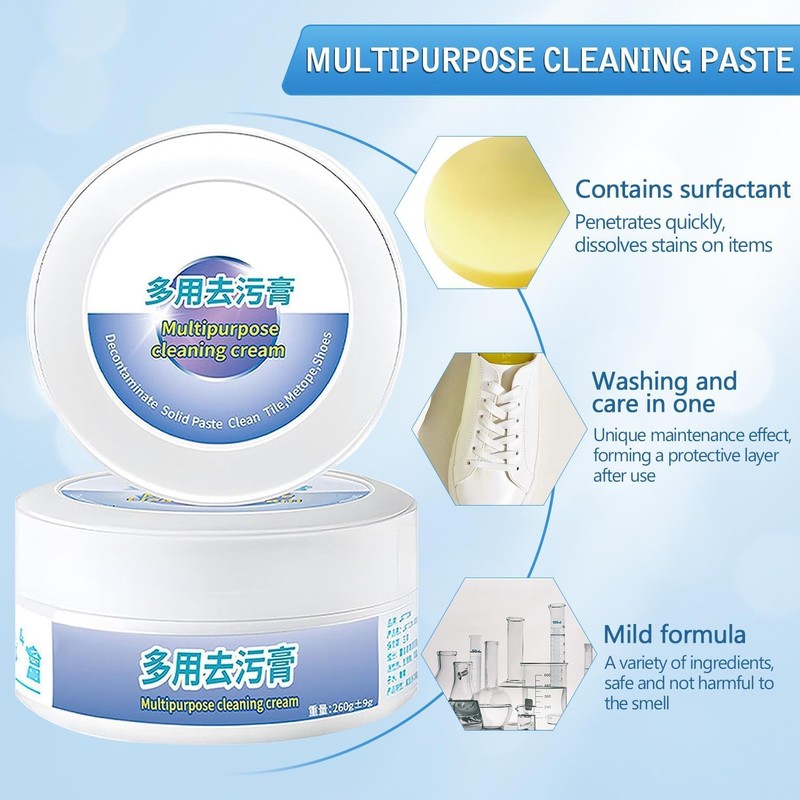 2PCS Multi-Functional Cleaning and Stain Removal Cream,Multi Purpose with Sponge,