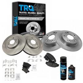 TRQ Front and Rear Brake Pad & Rotor Kit Brake Chemical Kit Brake Pads Brake Rotor Ceramic Compatible with 2006-2011 Honda Civic