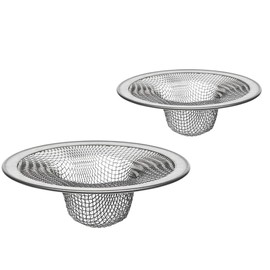 Bathroom Sink Strainer 2 Pack: Drain Strainer Hair Catcher for Kitchen, Shower, Bathtub Mesh Stainless Steel Stopper Screen Trap
