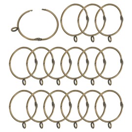 PATIKIL 2 Inch Inner Dia Curtain Rod Rings with Eyelets, 16 Pcs Metal Drapery Ring for Curtain Rods Hoop Pins, Bronze