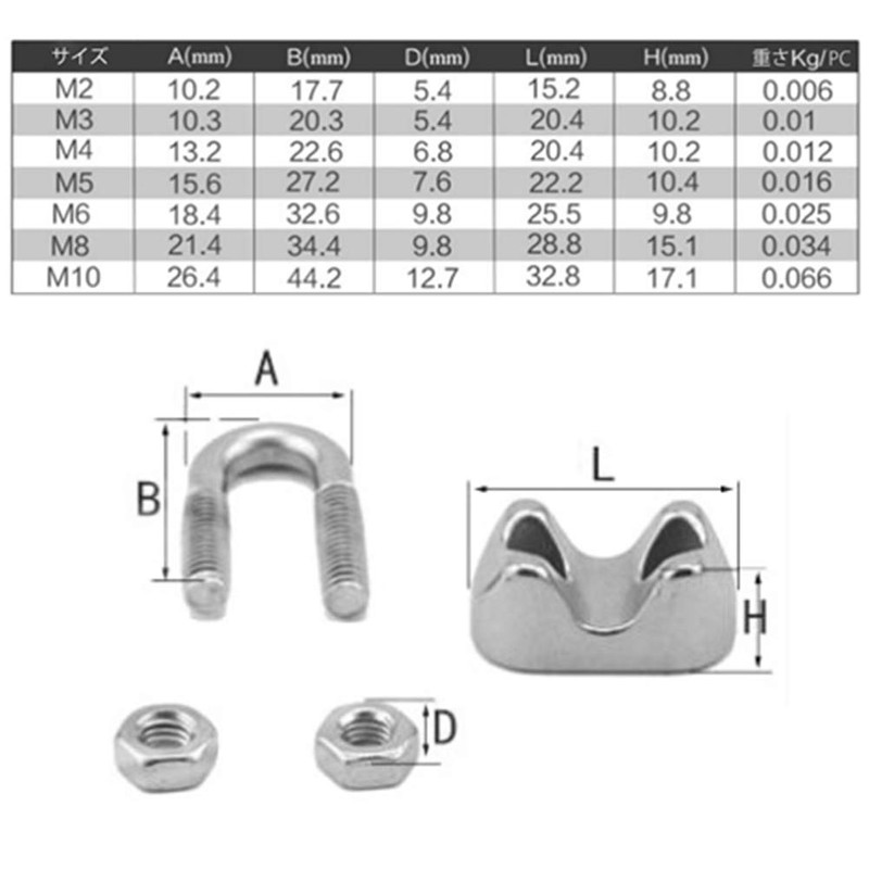 HYWJ Wire Rope Clips M6 Cable Clamps Wire Fasteners Stainless