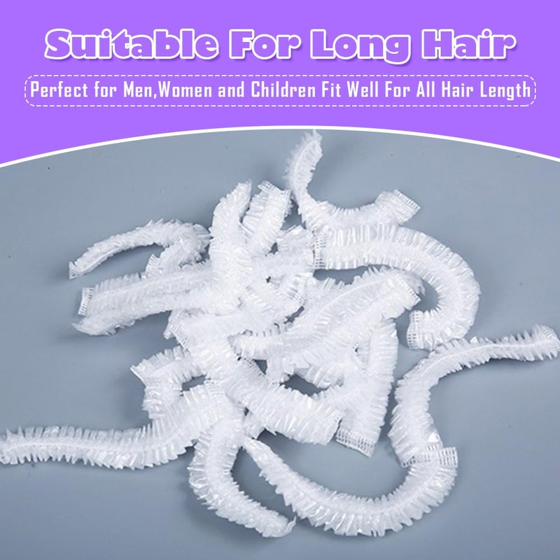 50-Pack Disposable Shower Caps ，Individually Packaged Disposable Shower Caps，Large, Thick,