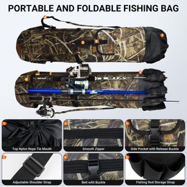 MXiiXM Fishing Rod Bag, Fishing Pole Carrier Case Bag, Durable Oxford Fabric Fishing Bag for Men Fishing Gifts, Portable Fishing Gear and Equipment (Camouflage)