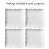 Jusalpha 4 Pack- Square Embossed Lace Ceramic Plate-Tableware Dish Set-
