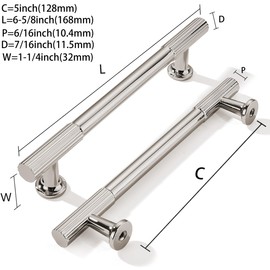 khtumeware 5 Inch Hole Center 10 Pack Polished Nickel Heavy Duty Solid Cabinet Pulls Kitchen Drawer Handles, for Dresser cabinets, cabinets, Door cabinets, Hardware