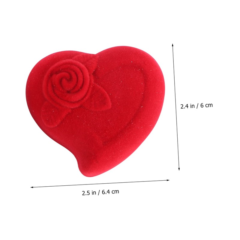 STOBAZA 2 Pack Heart Shaped Ring Boxes Flocked Jewelry Storage