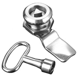 Litensh Electric Meter Box Latch Gas Meter Box Lock Post Box Lock with Triangle Key, Threaded Cam Lock Mailbox Lock Cabinet Drawer Furniture Lock (18MM-1PACK) Silver