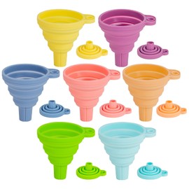 Funnels for Kitchen Use, Kitchen Funnel, Funnels for Filling Bottles, Food Grade Silicone Collapsible Funnel, Small Funnels for Filling Water Bottle Liquid Powder Transfer (7 Pack)