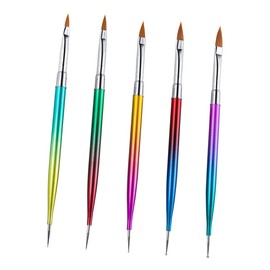 Ipetboom 5pcs Metal Gradient Rod Manicure Pen Set Double-ended Point Drill Pen for Nail Art Brush Set