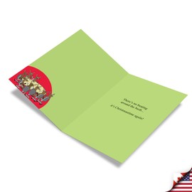 NobleWorks - Funny Merry Christmas Greeting Card with Envelope (4.63 x 6.75 Inch) - Holiday Joke Humor - Reindeer Around the Tree 1627