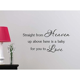 Straight from Heaven up Above here is a Baby for You to Love Cute playroom Sticker Nursery Vinyl Saying Lettering Wall Art Inspirational Sign Wall Quote Decor