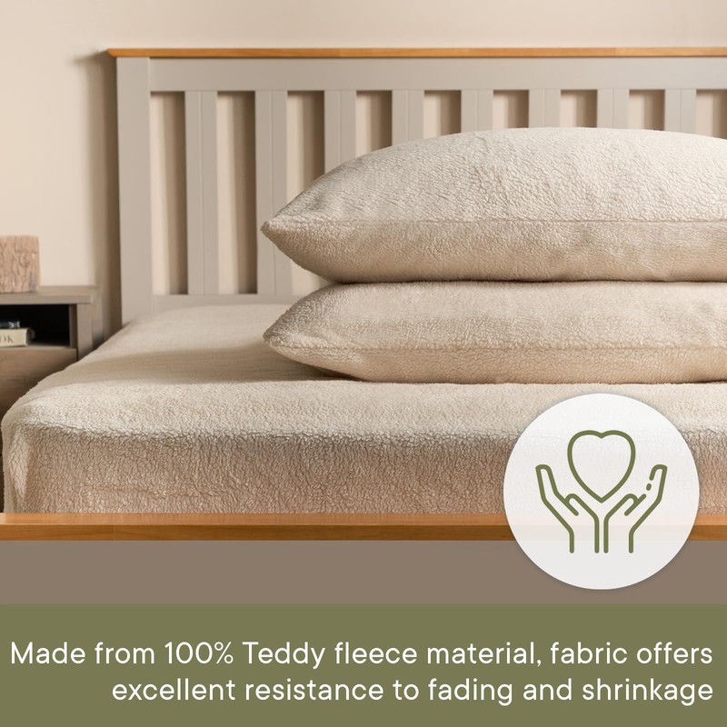 Brentfords Teddy Fleece Fitted Bed Sheet Plain Thermal Warm Soft