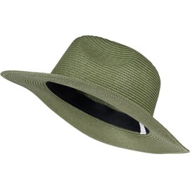styleBREAKER Women's Panama Sun Hat, Straw Hat, Floppy Hat, Foldable Crushed Hat, Summer Hat, Fedora Hat 04025041, olive