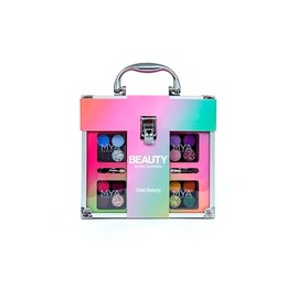MYA Cosmetics - Estuche de maquillaje transparente MYA | Juego de maquillaje para niños con sombras de ojos, rubor, brillo de labios y esmaltes de uñas | Estuche portátil