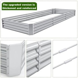 Land Guard 12×4×1ft Galvanized Raised Garden Bed Kit for Vegetables 2 Pack, Galvanized Super Large Metal Planter Raised Garden Boxes Outdoor