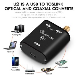 Nobsound Douk Audio U2 USB Converter XMOS XU208 Digital Interface TOSLINK Coaxial DOP SPDIF Adapter DSD64 PCM192Khz (Black)