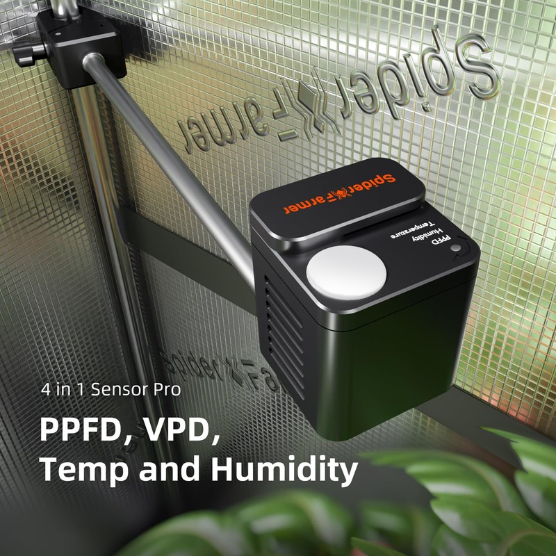 Spider Farmer GGS Sensor Pro Kits, 4-in-1 VPD/PPFD/Temp/Humid Sensor with