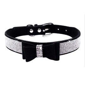 Bbmmayy Cute Dog Collar with Bling Rhinestone, Fancy Crystal Diamond Glitter Pretty Jewel Soft Cat Collars for Small Medium Large Breed Dogs Girl Female Pet Puppy Kitten Terrier (XS, Black1)