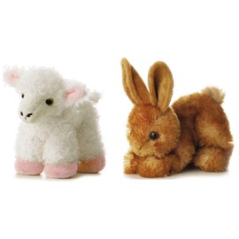 Aurora Plush 8" Mini Flopsies Bundle, Bitty Bunny & Lana Lamb, Brown