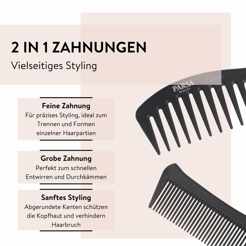 PARSA Beauty High-quality carbon styling comb, anti-static, all-rounder for all