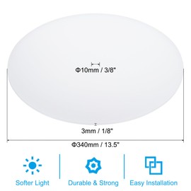 PATIKIL Lampshade Diffuser, 13.5" Diameter with 3/8" Center Hole Round Diffuser for Drum Lampshades Pendants Light Fits 14-16" Openings, Frosted White