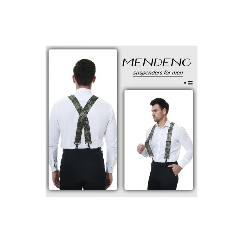 MENDENG Suspenders for Men Heavy Duty Swivel Hooks Camo X-Back