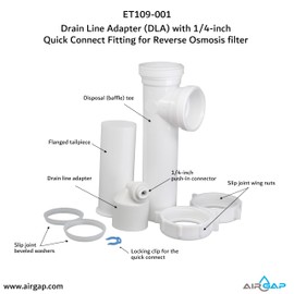 Drain Line Adapter (DLA) with 1/4-inch Quick Connect Fitting for Reverse Osmosis filter (ET109-001, 9-25QC, DLA-9)