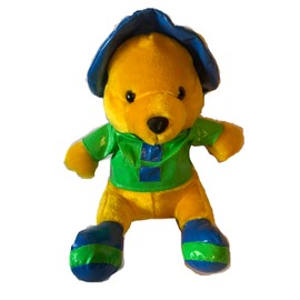 Weighted stuffed animal, bear in raincoat with 2 1/2 lbs, washable plush buddy