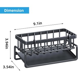 SAODSAUH Sink Organiser with Drip Tray, Slim Kitchen Organiser, Stainless Steel with Non-Slip Clips for Bathroom, Kitchen, Sink for Cloths, Brushes, Sponge and Soap