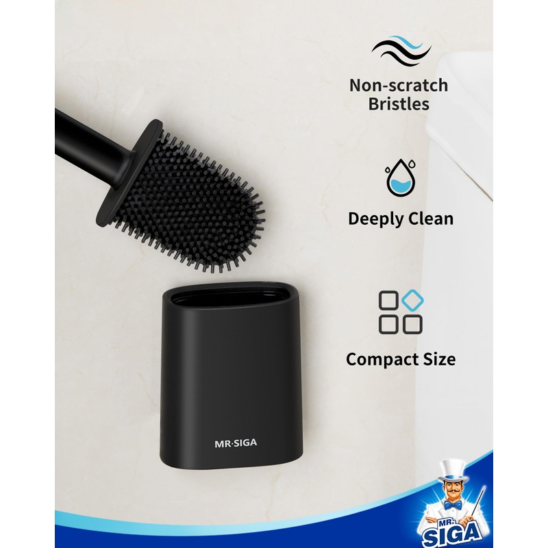 MR.SIGA Toilet Brush and Holder Set, Wall Mounted Toilet Bowl