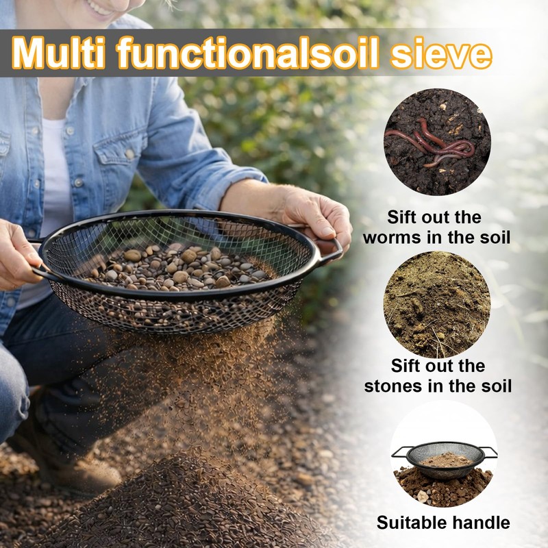 2PCS Soil Sifter for Gardening, Rock Sifter for 5 Gallon