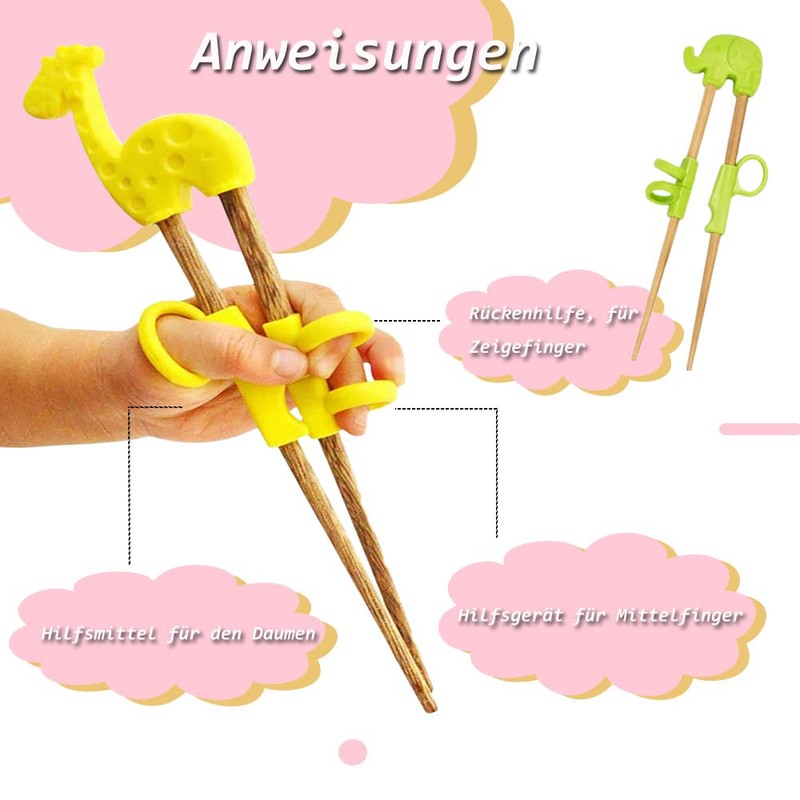 Chopsticks for Children, 4 Pairs Training Chopsticks, Reusable Children's Chopsticks,