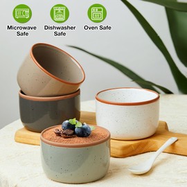 Morandi Color Ramekins Set of 6, 6 oz Creme Brulee Bowls Oven Safe, Porcelain Mini Cheesecake Pans, Small Baking Dish, Dipping Sauce Bowls for Souffle, Ice Cream