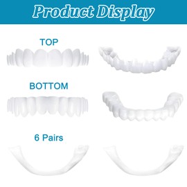 GMHLLES Clip in Veneers Teeth 6 Pairs Veneers Teeth, Snap on Veneers Teeth Veneers Teeth Top and Bottom Clip on Veneers Set Comfort Natural Instant Confident Enhancer for Men and Women