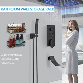 MeimeiDe Shower Caddy Organizer Adhesive No Drilling Stainless Bathroom Shower Shelves Rustproof Wire Black for Shower Organizer Home Decor Bathroom Accessories Pack of 5