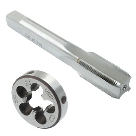 Zorveiio 5/8"-24 UNEF Tap and Die Set, 5/8 x 24 UNEF Machine Round Die Thread Tap Right Hand for Machinists/Engineers