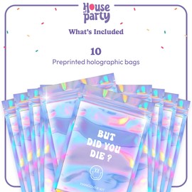 HOUSE OF PARTY Hangover Kit Bags - 10 Pcs | (5"x7") But Did You Die Printed Ziplock Storage bags | Preprinted Holographic Resealable Bags for Packaging, Travel Bachelorette Party Favors