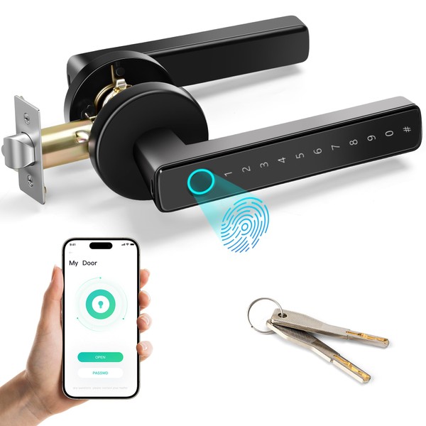 UCMDA Smart Lock - Fingerprint Door Lock with Handle, Keyless
