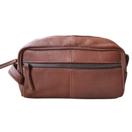 Leather Toiletry Bag: Vintage Travel Shaving & Double Set Cosmetics & More: Spacious Interior & Compact Fits Easily in Luggage, brown, Design 4