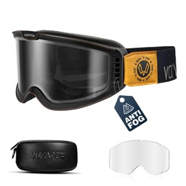 VOZAPOW Dirt Bike Goggles Anti Fog with Clear & Grey Lens, OTG Motocross Goggles for Motorcycle ATV Racing Men Women