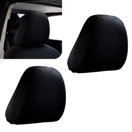 Prywog 2 PCS Car Seat Headrest Cover, 10" x 12" All-Inclusive Knitted Fabric Comfortable Touch Breathable Elastic Mouth Protective Cover, Decorative Modification Accessory, Universal for Cars (Black)