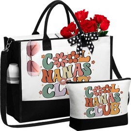 Best Grandma Gifts Nana Grandma Mothers Day Gifts from Grandkids Granddaughter Grandchildren, Unique Grandma Birthday Gifts for Nana Gigi Grandmother New Grandma, Canvas Nana Tote Bag & Makeup Bag