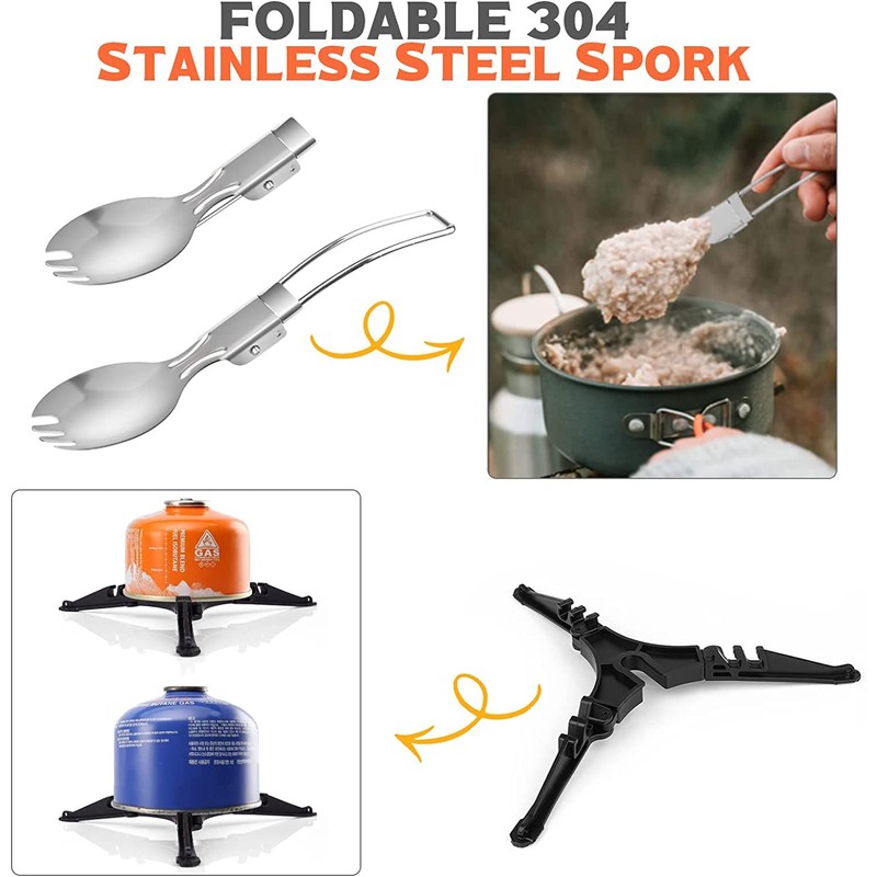 Gurukim Camping Cookware Kit Camping Pot and Pan Set with
