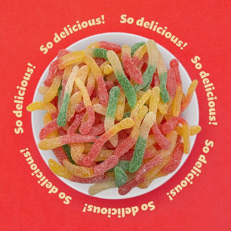 iLike! Sour Gummy Worms Candy, Assorted Fruit Flavors, 2-Pound Bag