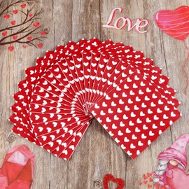 Quera 60 Pack Valentine'S Day Be Covered With Love Paper Napkins Red Heart 5 X 5 "Disposable Beverage Napkins Cocktail Party Napkins For Valentine'S Day Gifts Wedding Party Decoration Favor Supplies