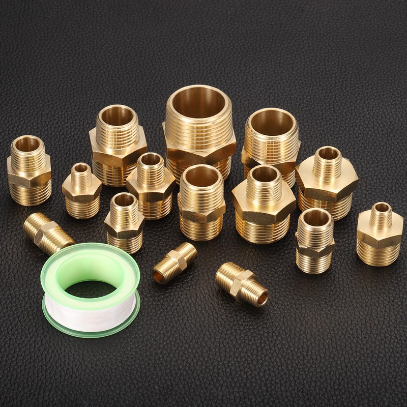 sourcing map 2pcs Hex Nipple Brass Pipe Fitting, 1/8 NPT