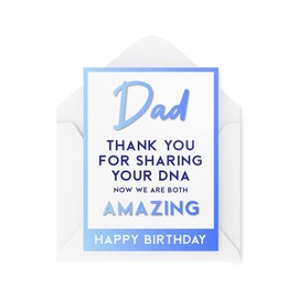 Funny Birthday Cards for Dad | Birthday Cards for Dad | Greeting Card Him | Thanks for Sharing My DNA Amazing | Comedy Humour Joke | CBH183