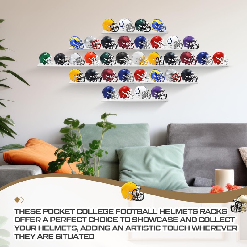 Colingmill 4 Pieces Wall Mount Pocket Size Helmet Display Racks