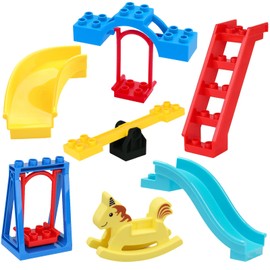 Mirthben Duplo Accessory Set, Extension with Slides and Playground Accessories Compatible with All Duplo Bricks, Creative Building from 3 Years