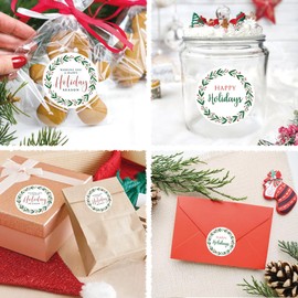 Holiday Stickers 3 Inch 2 Inch Large, Round Xmas Christmas Holiday Sticker for Envelopes Seals Cards Crafts Label Gifts Presents Bag Wrapping Party Favors (day126)